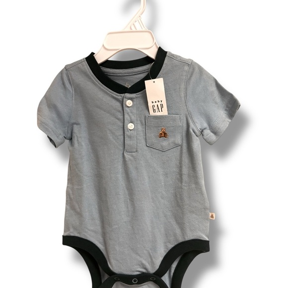 NWT GAP Baby Light Blue 3-6mo Onesie with Bear Detail. 15% off w 2+ bundle - Picture 1 of 5